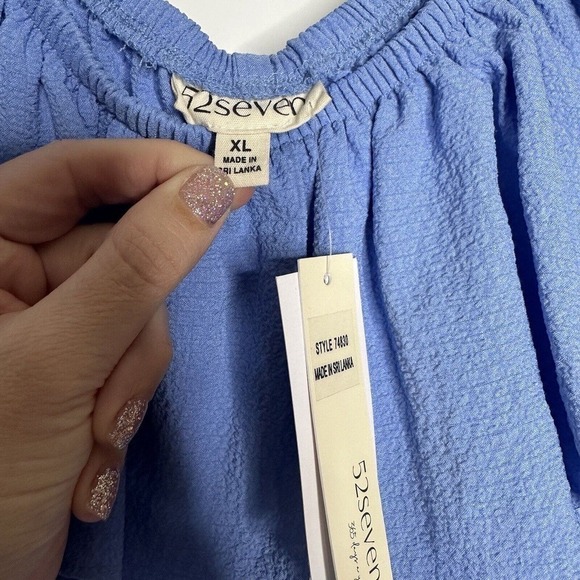 NWT Nordstrom 52seven Ruffle Midi Dress Scoop Neck Women's Blue Size X Large XL - Picture 3 of 4